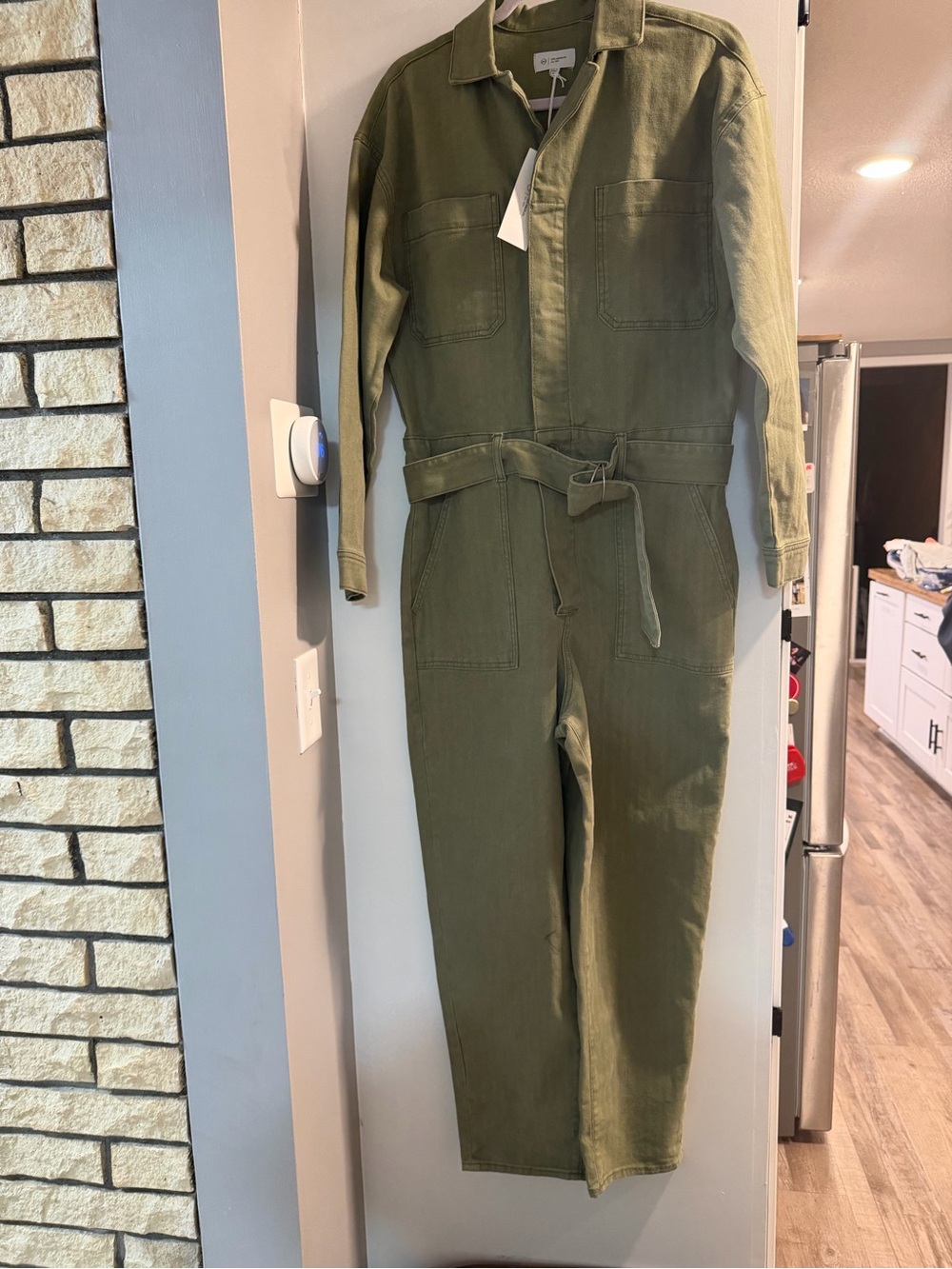 Ag Adriano Goldschmied Olive Utility Jumpsuit with Patch Pockets